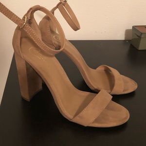 Tan Suede Block Heels